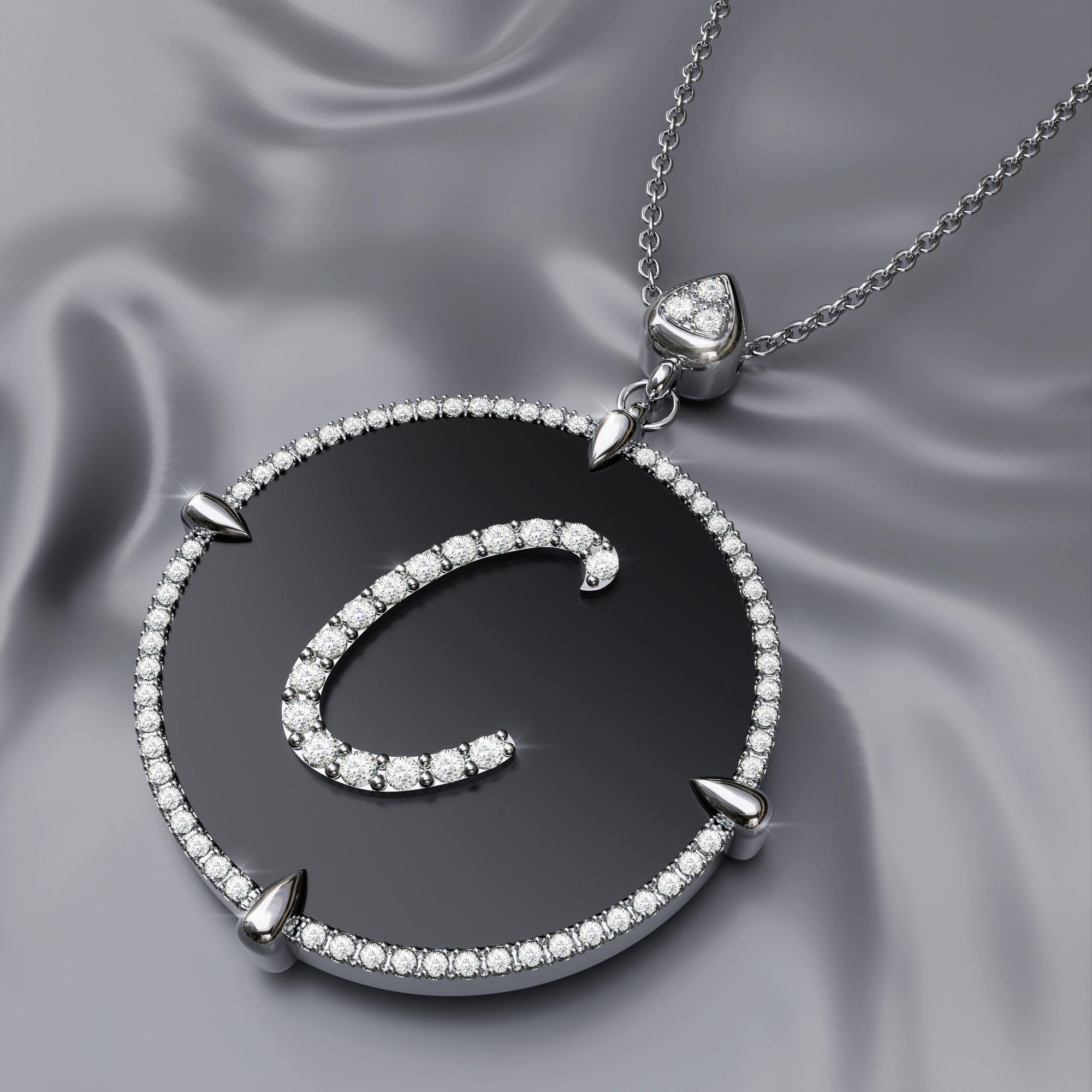 Armenian Initial Necklace Silver w/ Turquoise Stones – La Perla Home