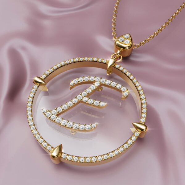 initial E Gold crystal sapphire Pendant Necklace for women