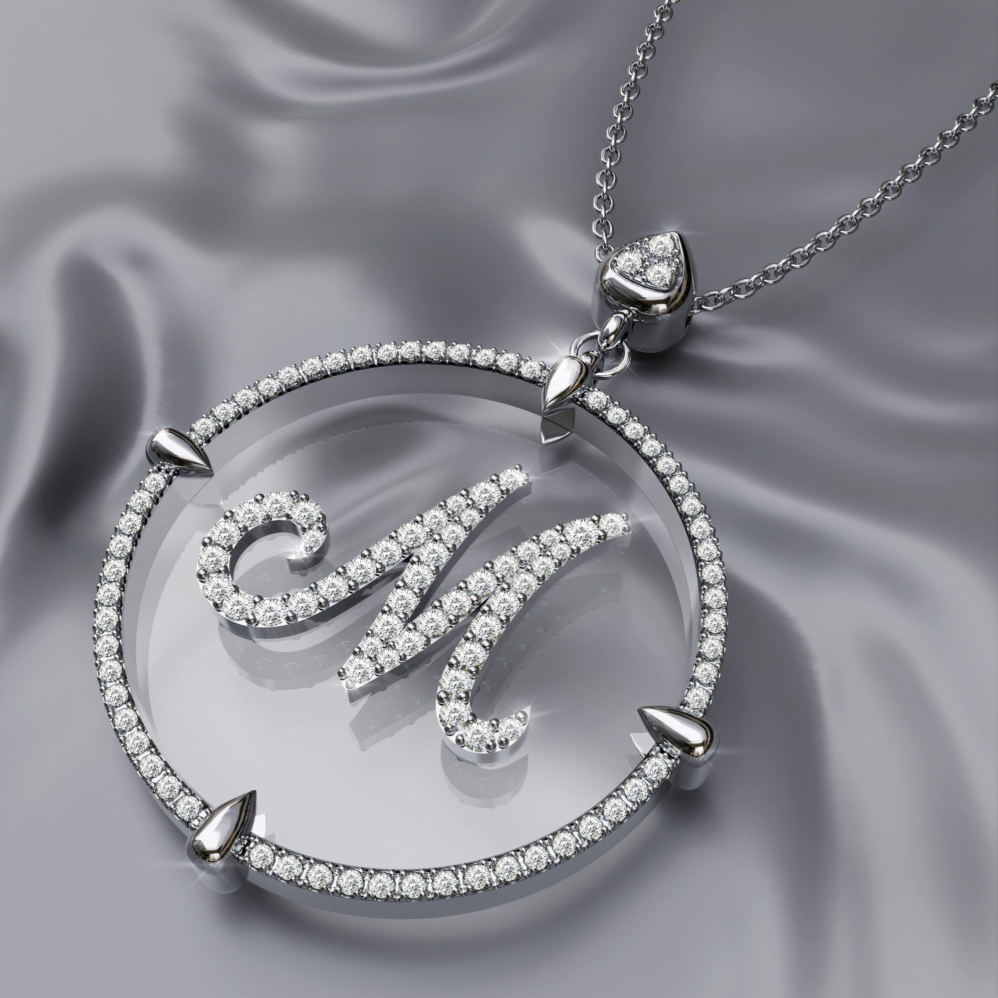 M Pavé Initial Silver Necklace | Astrid & Miyu Necklaces