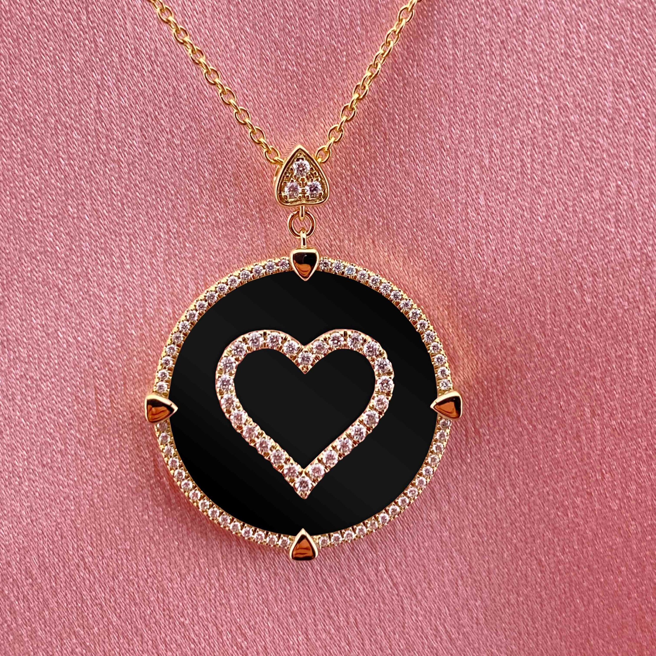 Single Heart Diamond Pendant with Black Onyx-1_2_11zon